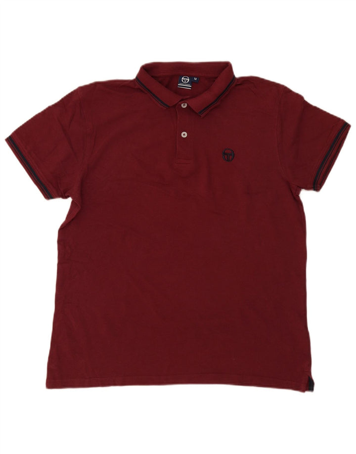 Camisa polo masculina Sergio Tacchini médio algodão listrado Borgonha