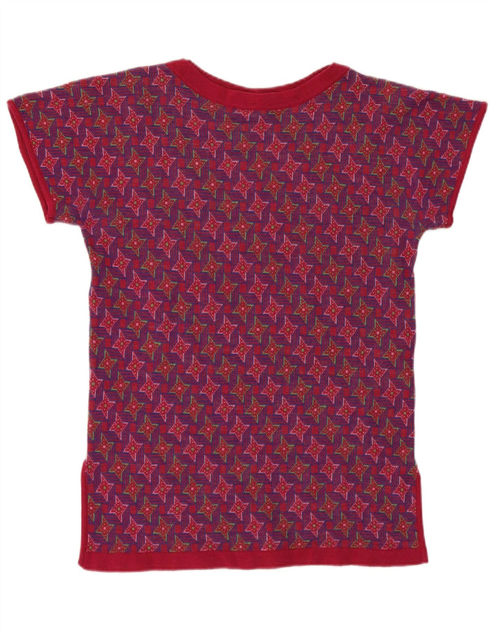 Suéter feminino vintage com estampa abstrata com gola redonda Reino Unido 10 pequeno Multic