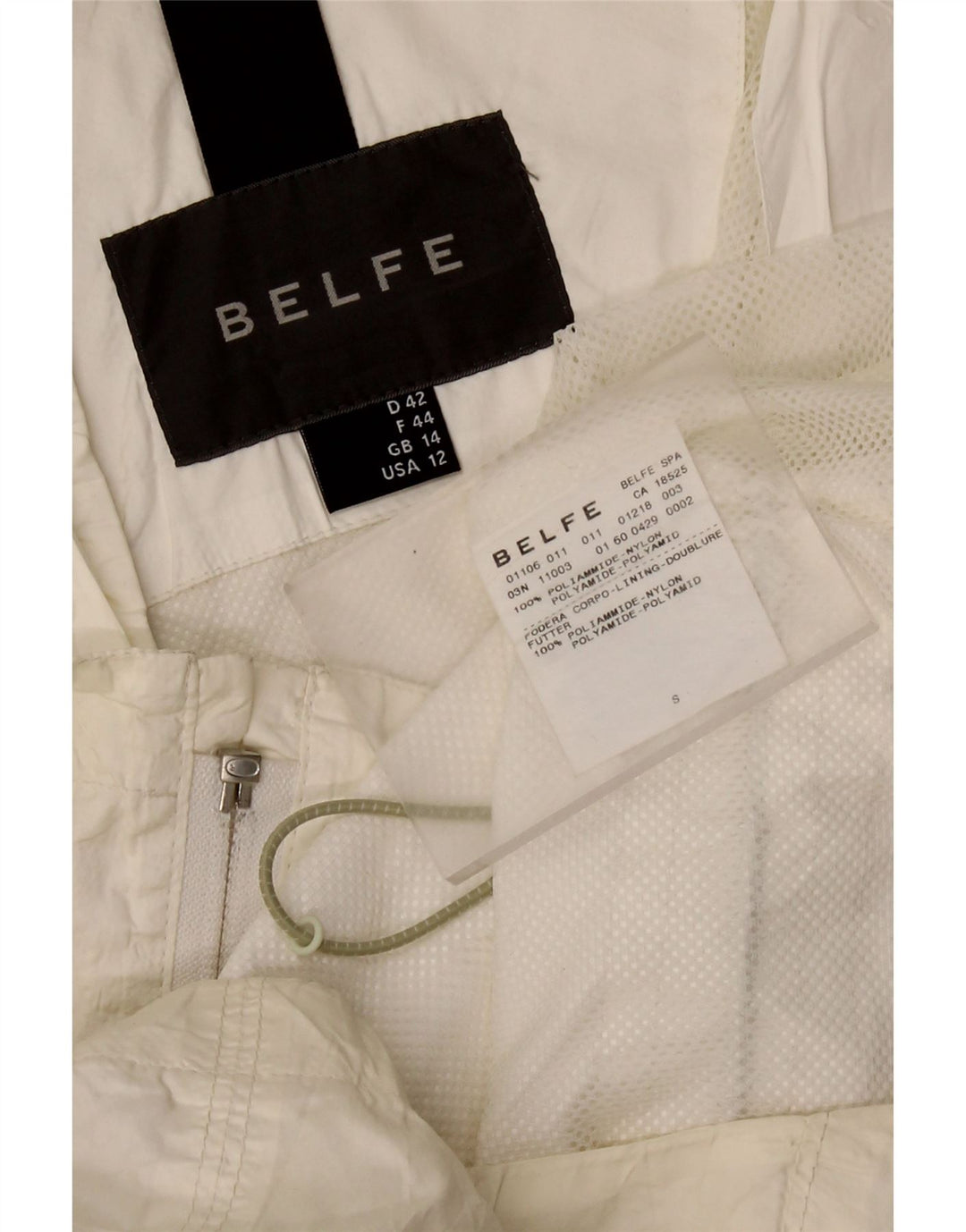 Belfe feminino sem mangas agasalho top jaqueta Reino Unido 14 grande poliamida branca