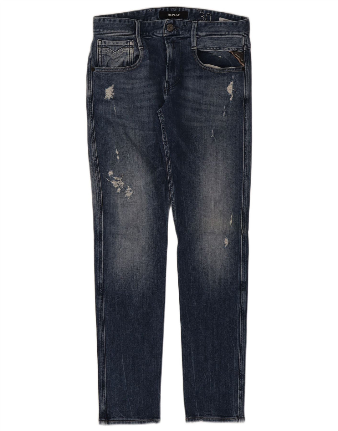 REPLAY Jeans feminino Anbass desgastado slim W30 L31 azul