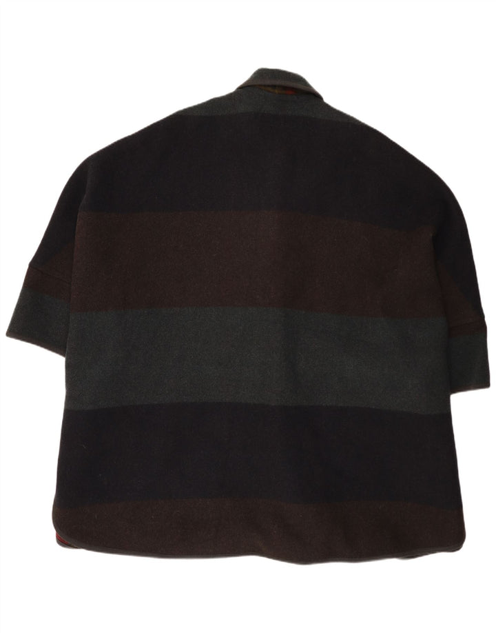 Casaco poncho feminino vintage tamanho único lã listrada multicolorida