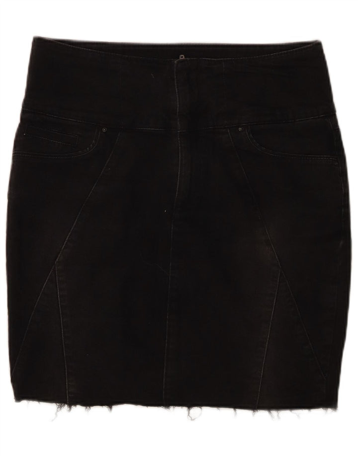 Mini saia jeans feminina Zara EU 40 médio W30 algodão preto
