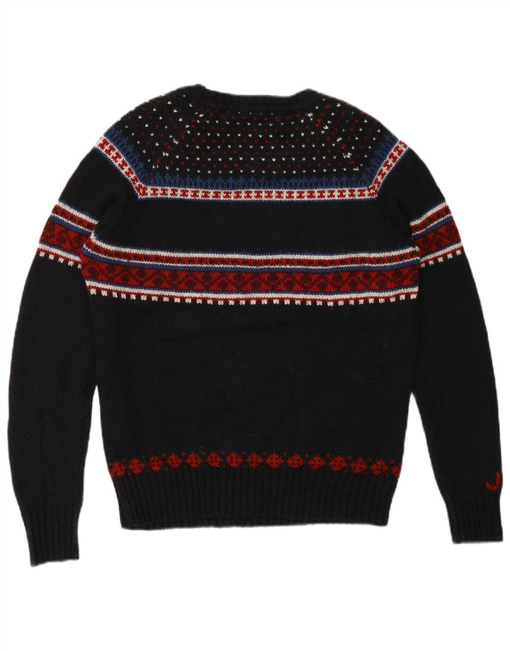 Suéter masculino Superdry com gola canoa gráfico médio preto Fair Isle