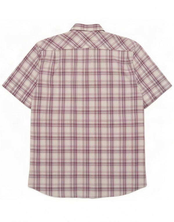 Rifle Camisa masculina de manga curta XL Algodão xadrez roxo