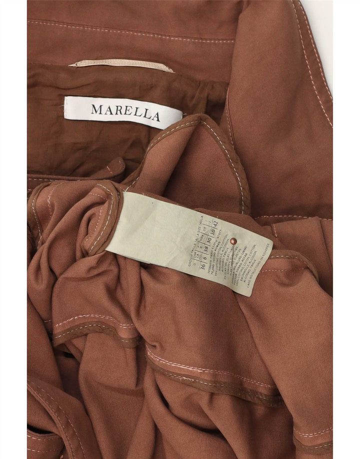 Casaco impermeável feminino Marella UK 10 pequeno algodão marrom