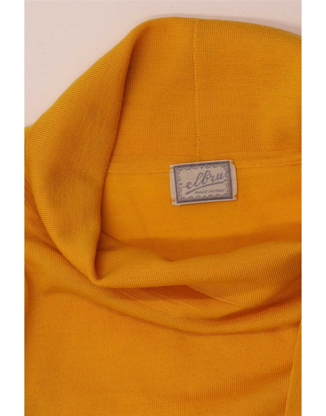 Top feminino vintage com gola redonda manga 3/4 UK 14 amarelo médio