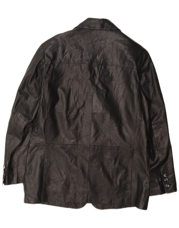 Jaqueta blazer masculina de couro com 3 botões Fratelli Rossetti IT 50 grande preta