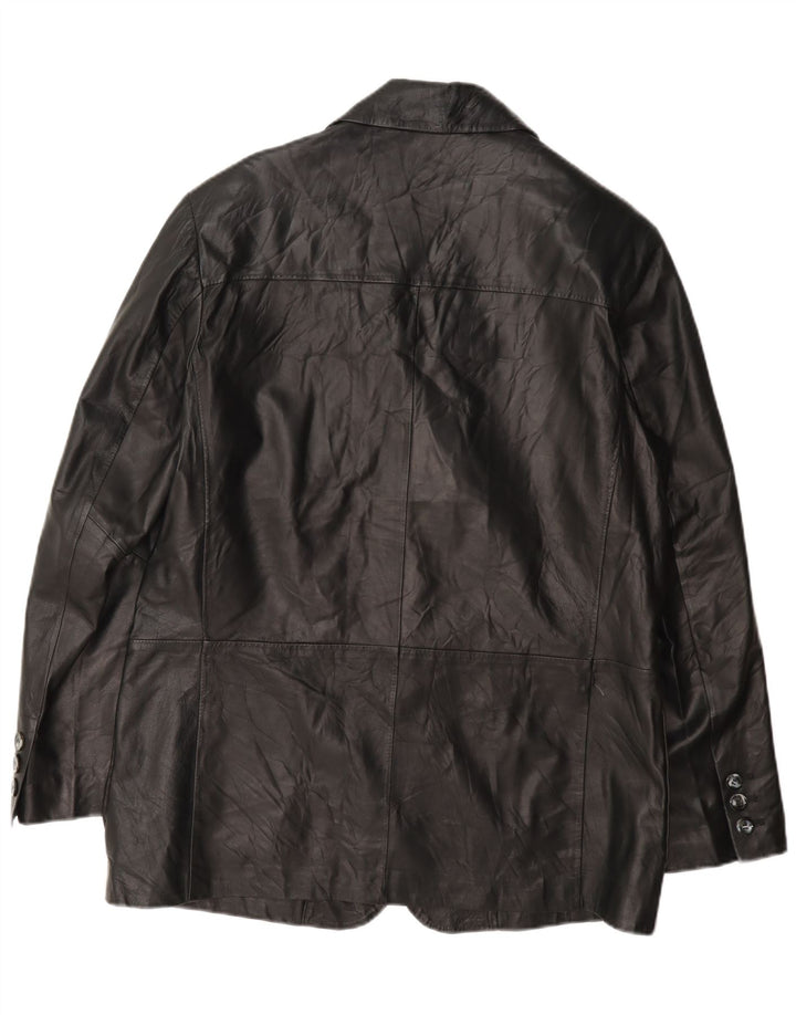 Jaqueta blazer masculina de couro com 3 botões Fratelli Rossetti IT 50 grande preta