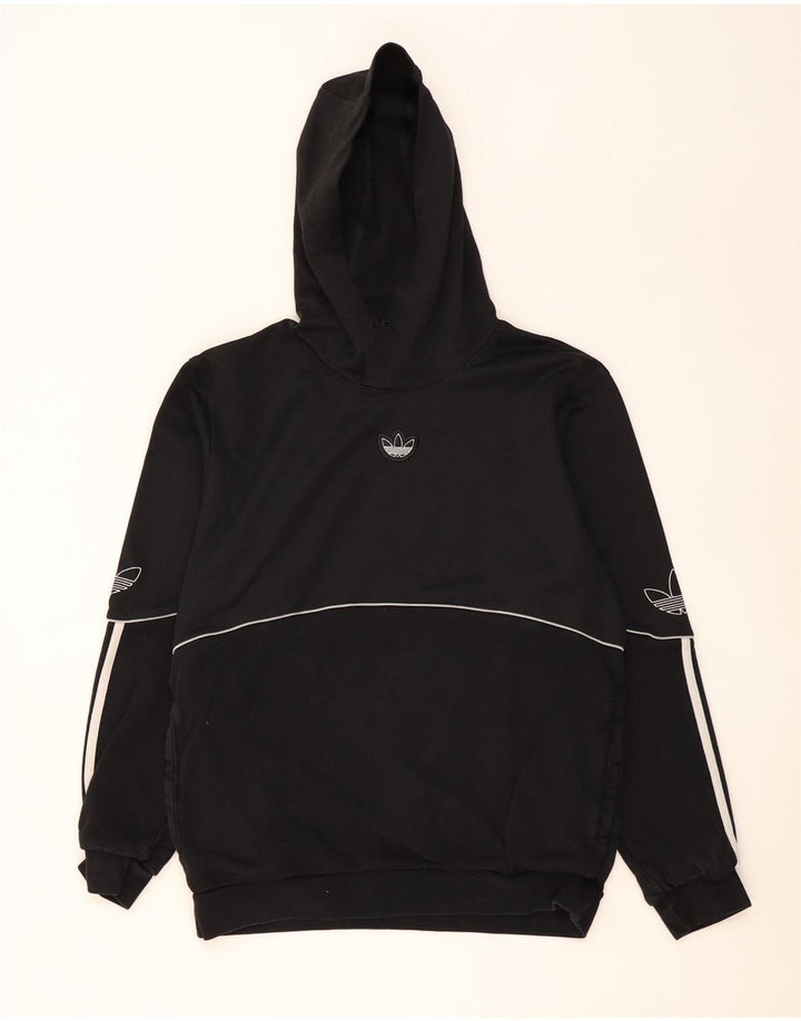 ADIDAS Mens Graphic Hoodie Jumper Médio Algodão Preto