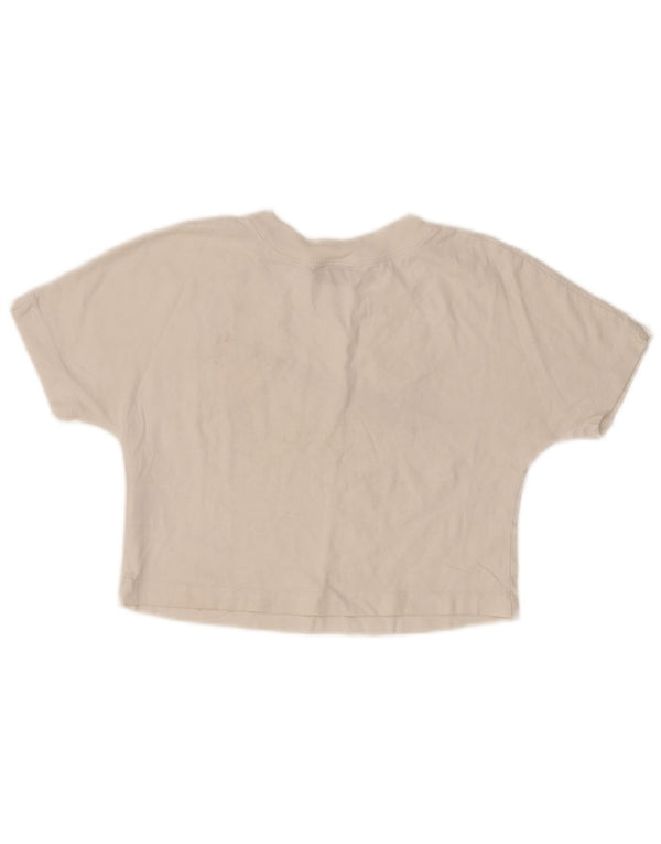 Camiseta feminina Nike Crop Graphic Top UK 6 XS algodão branco