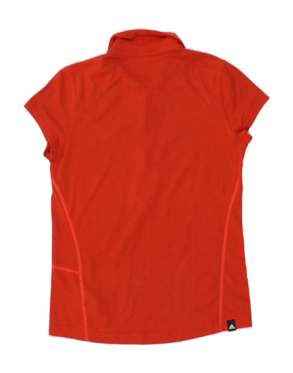 ADIDAS Womens Zip Neck Polo UK 12 Medium Red Cotton