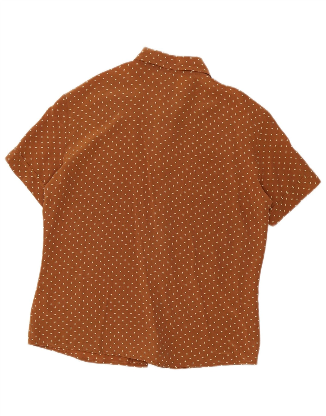Blusa feminina Benetton IT 46 grande seda manchada marrom