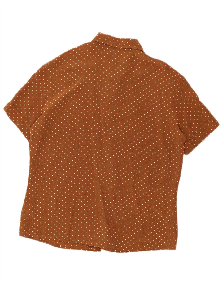 Blusa feminina Benetton IT 46 grande seda manchada marrom