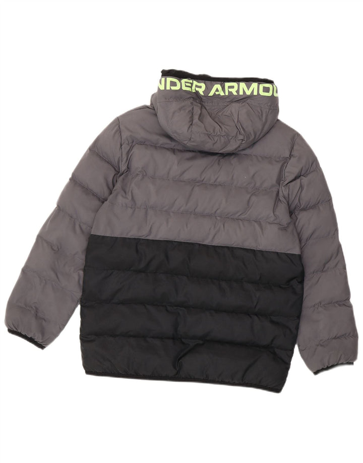 Jaqueta acolchoada com capuz gráfico Under Armour Boys 12-13 anos cinza colorblock