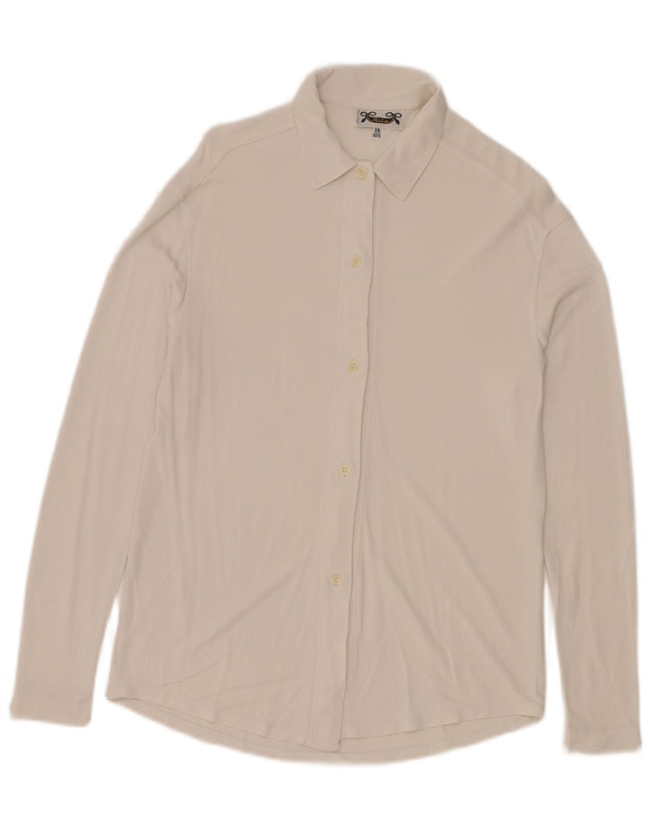 Camisa feminina vintage UK 14 grande branca