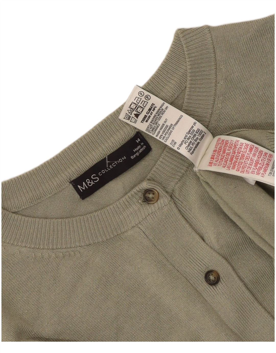 Suéter cardigã feminino Marks & Spencer UK 14 viscose cáqui médio