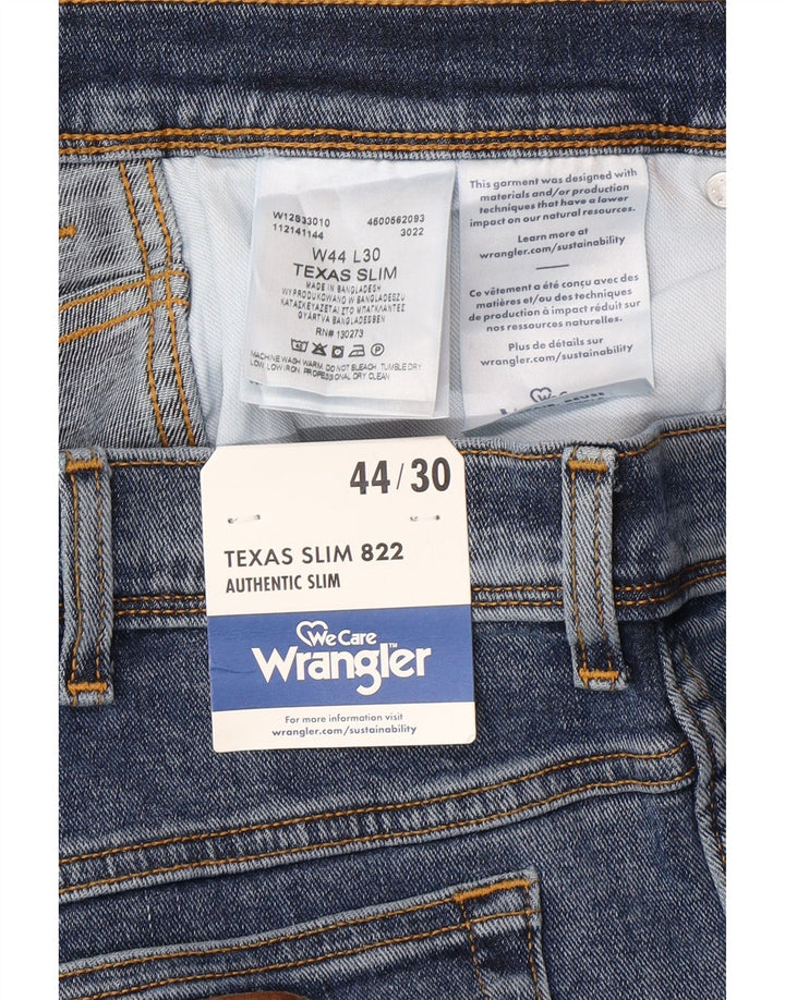 WRANGLER Masculino Texas Slim Jeans W44 L30 Azul Algodão