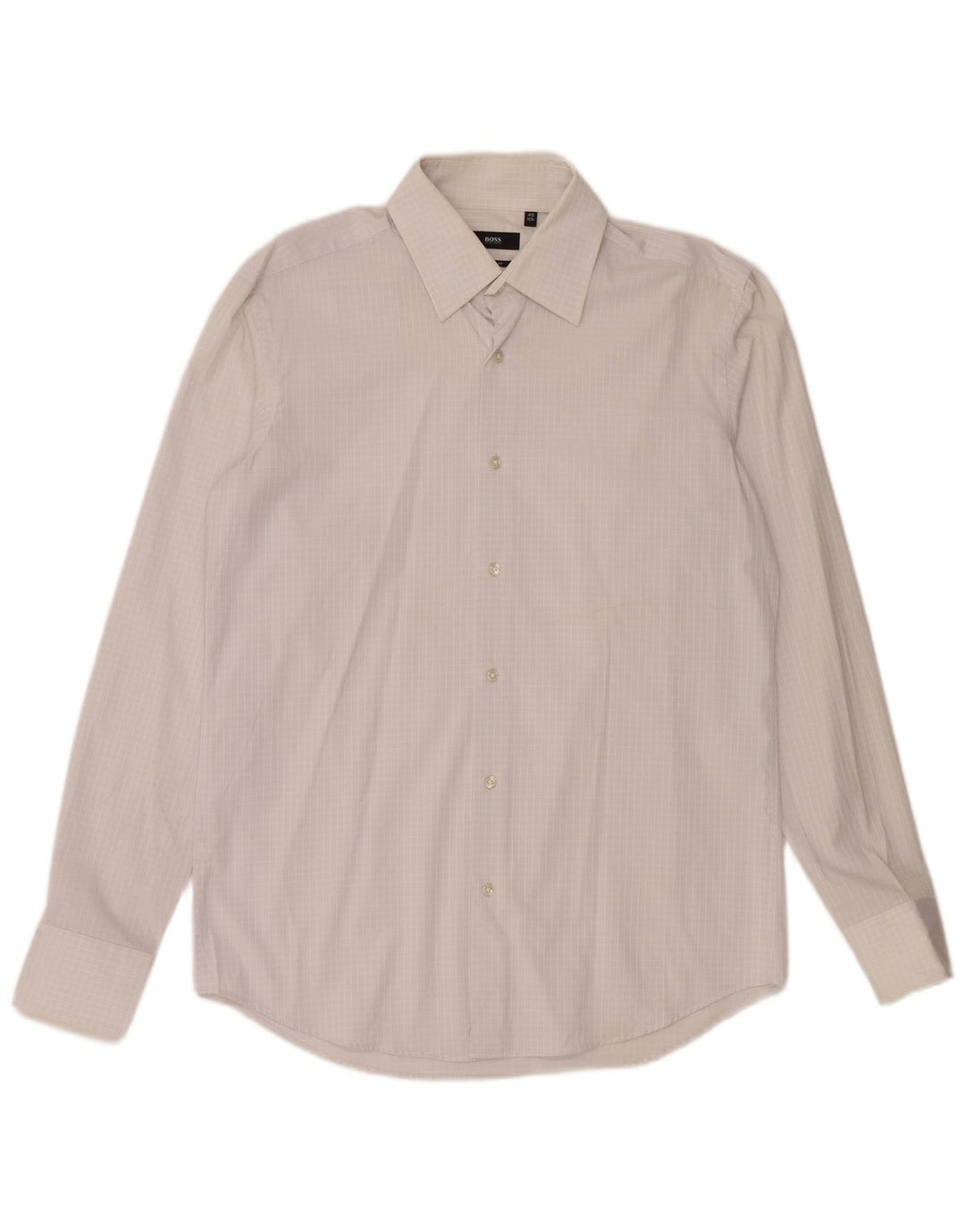 Camisa masculina de ajuste regular HUGO BOSS tamanho 40 15 3/4 médio branco guingão