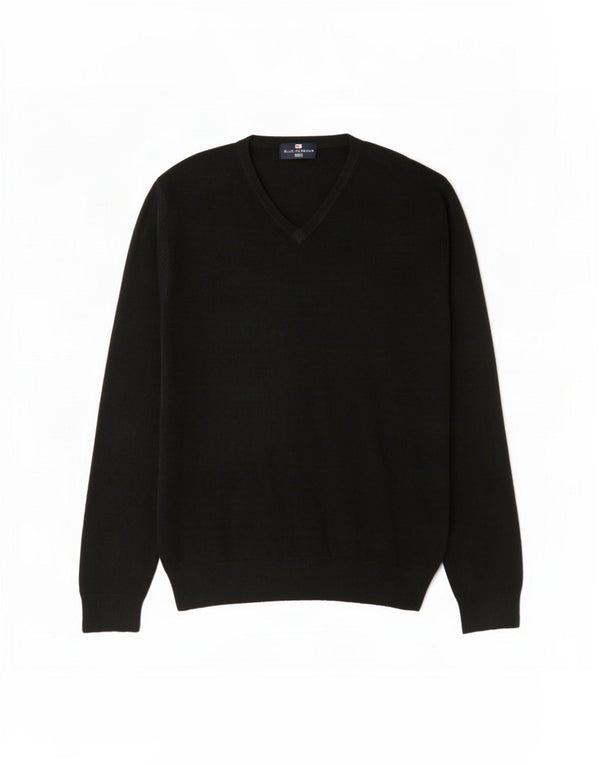 Suéter masculino Marks & Spencer com decote em V grande acrílico preto