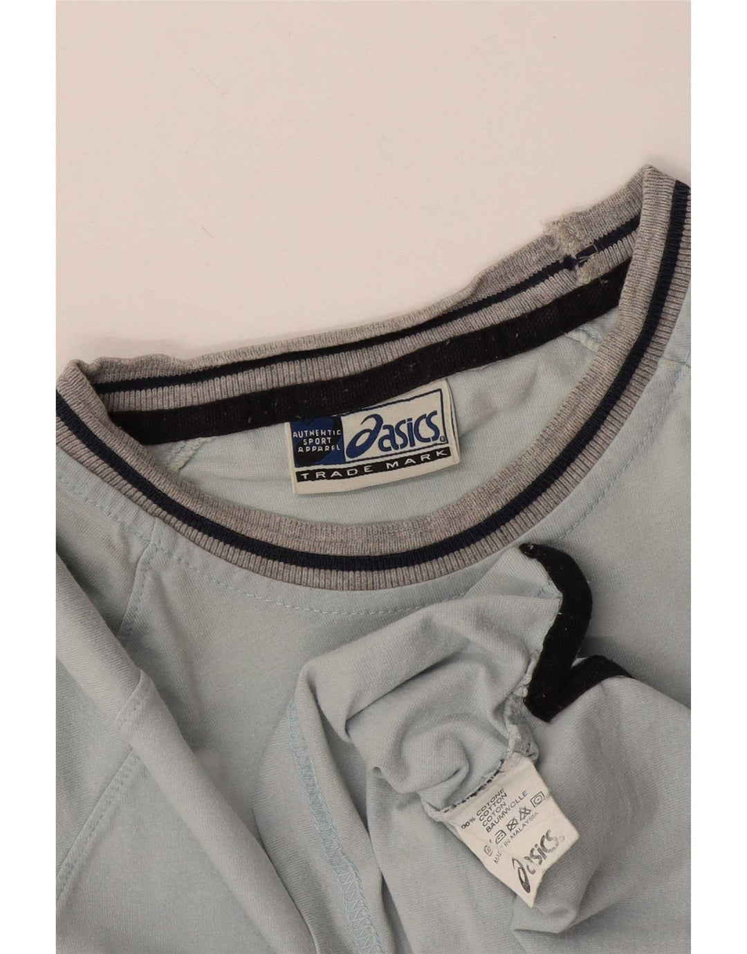 Camiseta masculina Asics Top pequeno algodão listrado azul