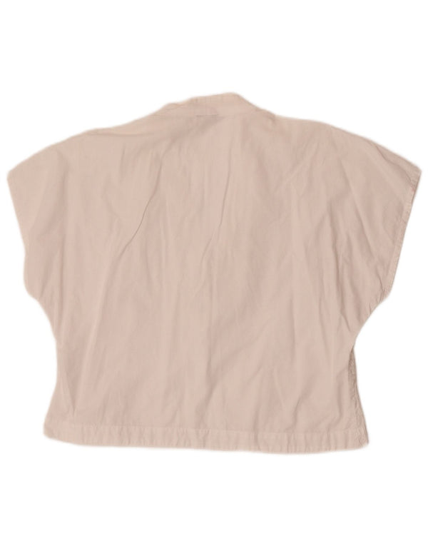 Blusa feminina vintage de manga curta, camisa uk 16 grande off white floral