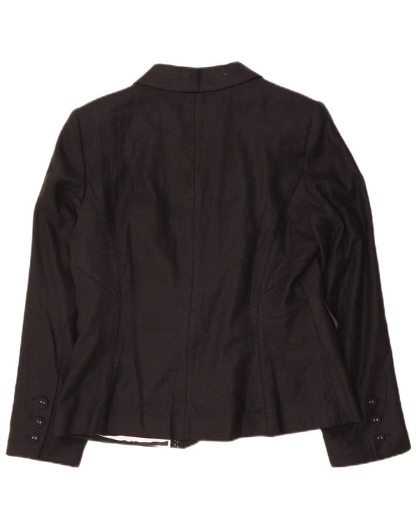 Jaqueta blazer feminina de 3 botões Marks & Spencer Reino Unido 14 linho preto médio