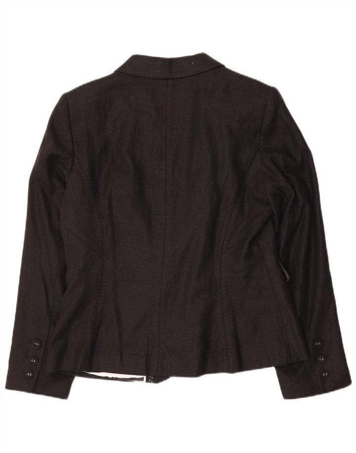 Jaqueta blazer feminina de 3 botões Marks & Spencer Reino Unido 14 linho preto médio