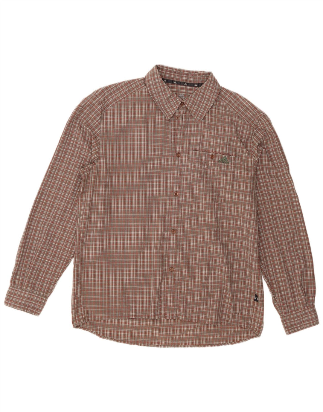 Adidas Mens Climalite Camisa Grande Xadrez Marrom