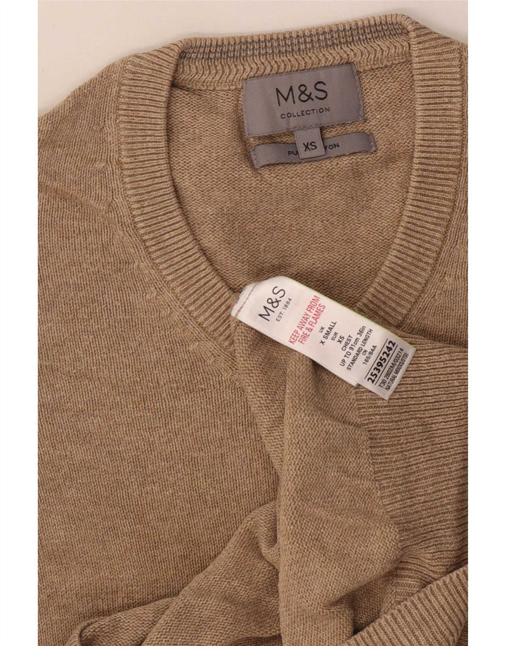 Suéter masculino Marks & Spencer com decote em V XS de algodão bege
