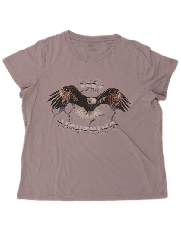 Camiseta masculina Lee Regular Fit gráfica Top XL algodão roxo