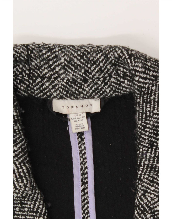 Casaco feminino oversized com peito duplo Topshop Reino Unido 14 espinha de peixe cinza médio