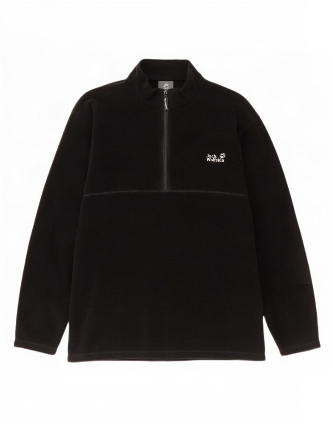 Suéter masculino de lã Jack Wolfskin com zíper e gola 2XL poliéster preto