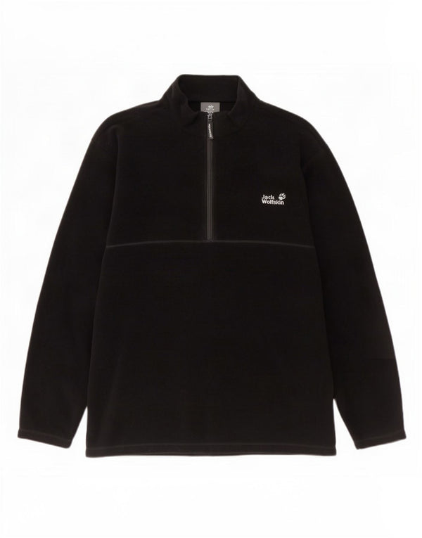 Suéter masculino de lã Jack Wolfskin com zíper e gola 2XL poliéster preto