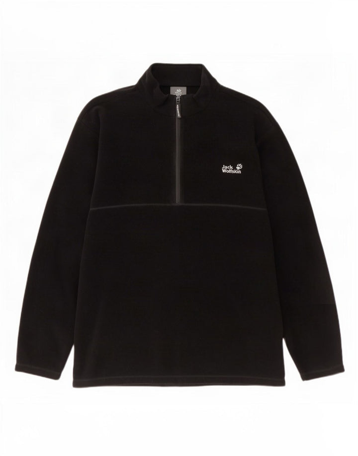 Suéter masculino de lã Jack Wolfskin com zíper e gola 2XL poliéster preto