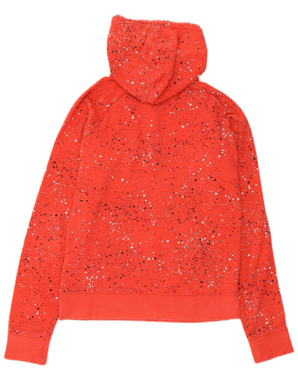 Jumper com capuz Nike feminino com zíper e gola UK 14 algodão manchado rosa médio