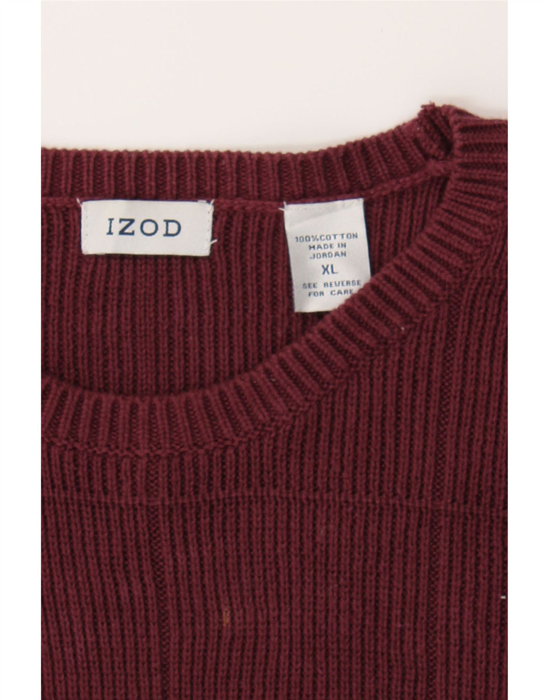 IZOD Mens Boat Neck Jumper Sweater XL Burgundy Check Cotton Vintage Izod and Second-Hand Izod from Messina Hembry 