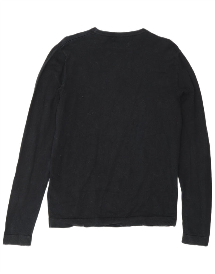 Suéter masculino Jack & Jones com gola redonda, pequeno algodão preto