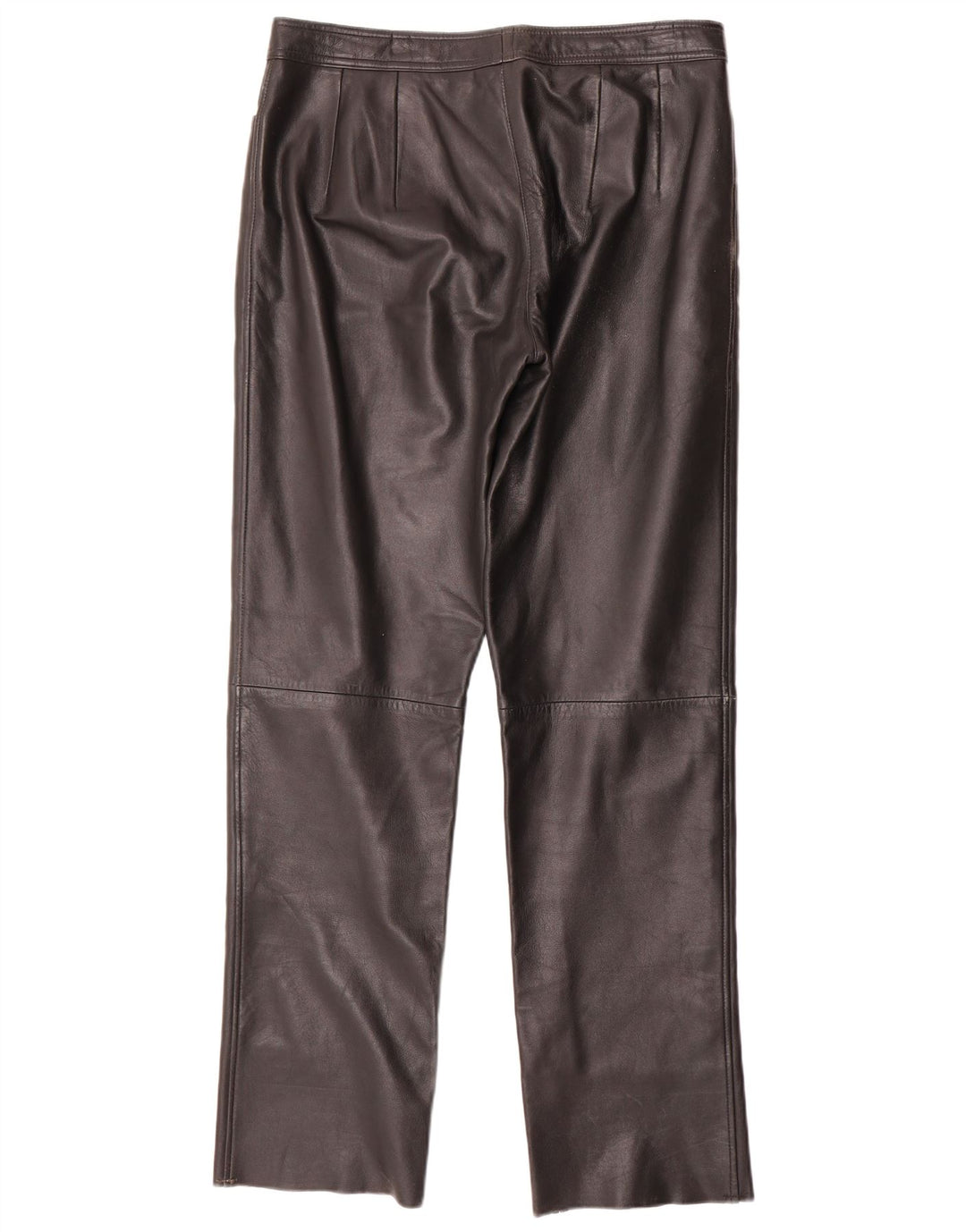 Calça feminina reta de couro Maddox IT 44 médio W32 L32 preta