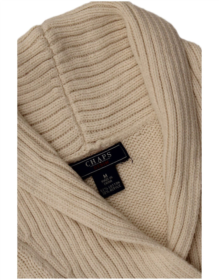 Suéter feminino Chaps com gola xale UK 14 médio algodão branco