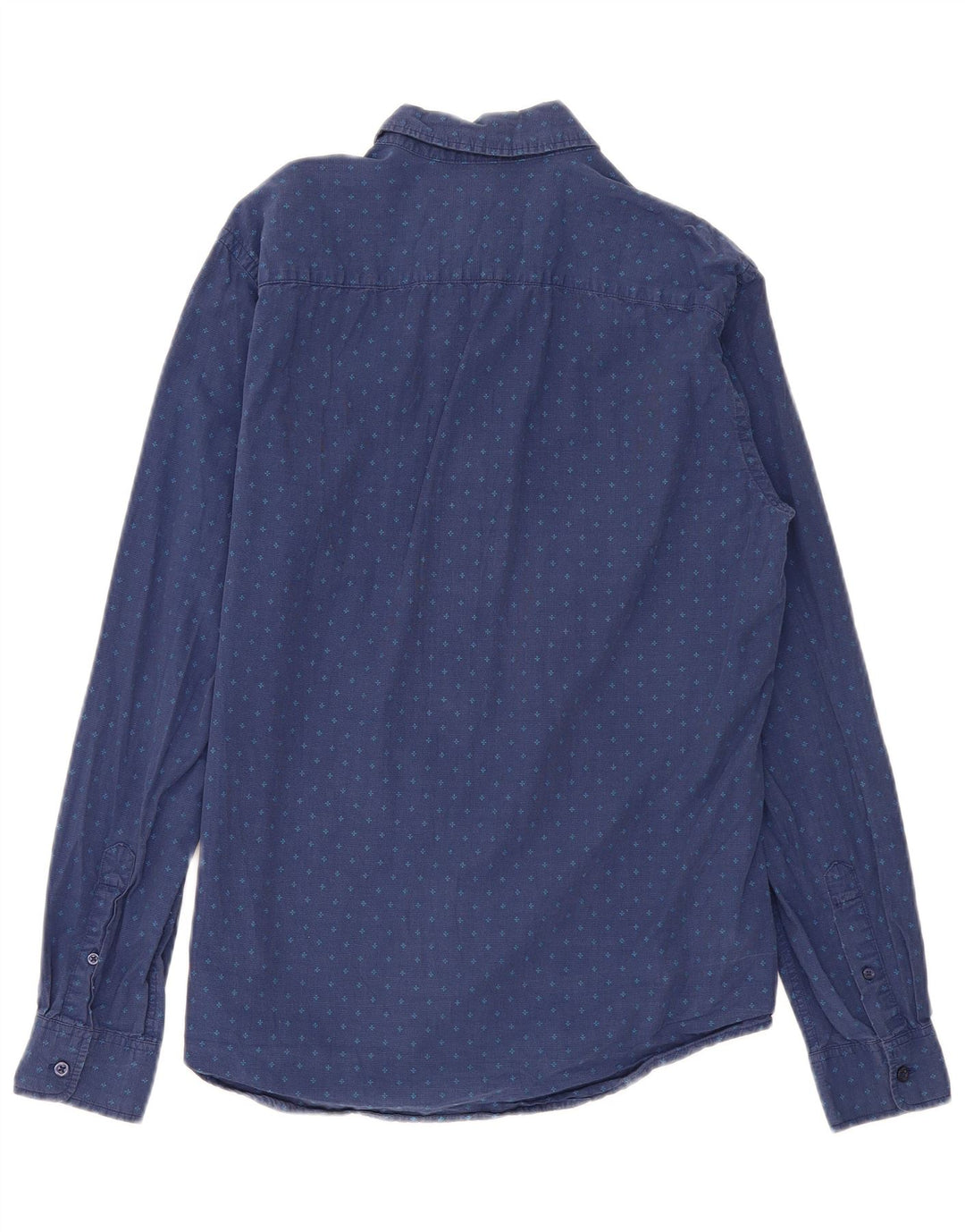 Camisa masculina BENETTON grande algodão manchado azul marinho