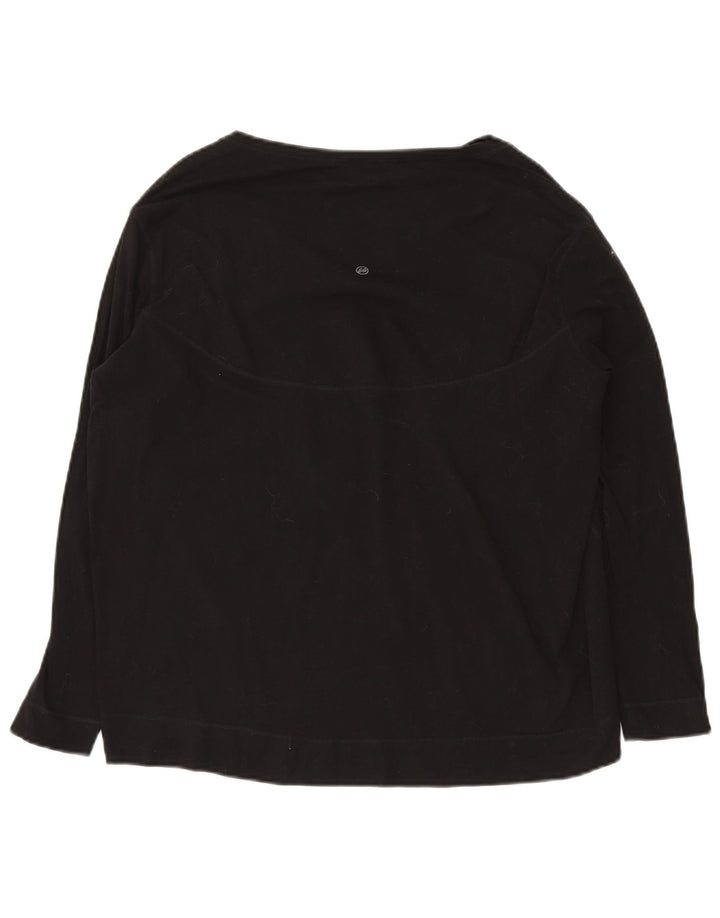 Eddie Bauer Top feminino oversized manga comprida Reino Unido 10 pequeno algodão preto