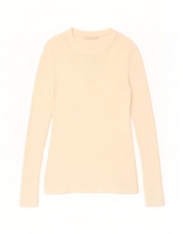 Hugo Boss Top feminino de manga comprida UK 12 Médio Off White
