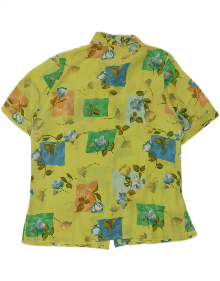 CHERIE Blusa feminina transparente de manga curta IT 48 XL verde floral