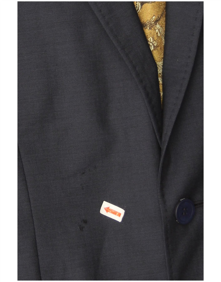 Jaqueta blazer masculina Ted Baker com 2 botões Reino Unido 40 grande lã virgem azul marinho
