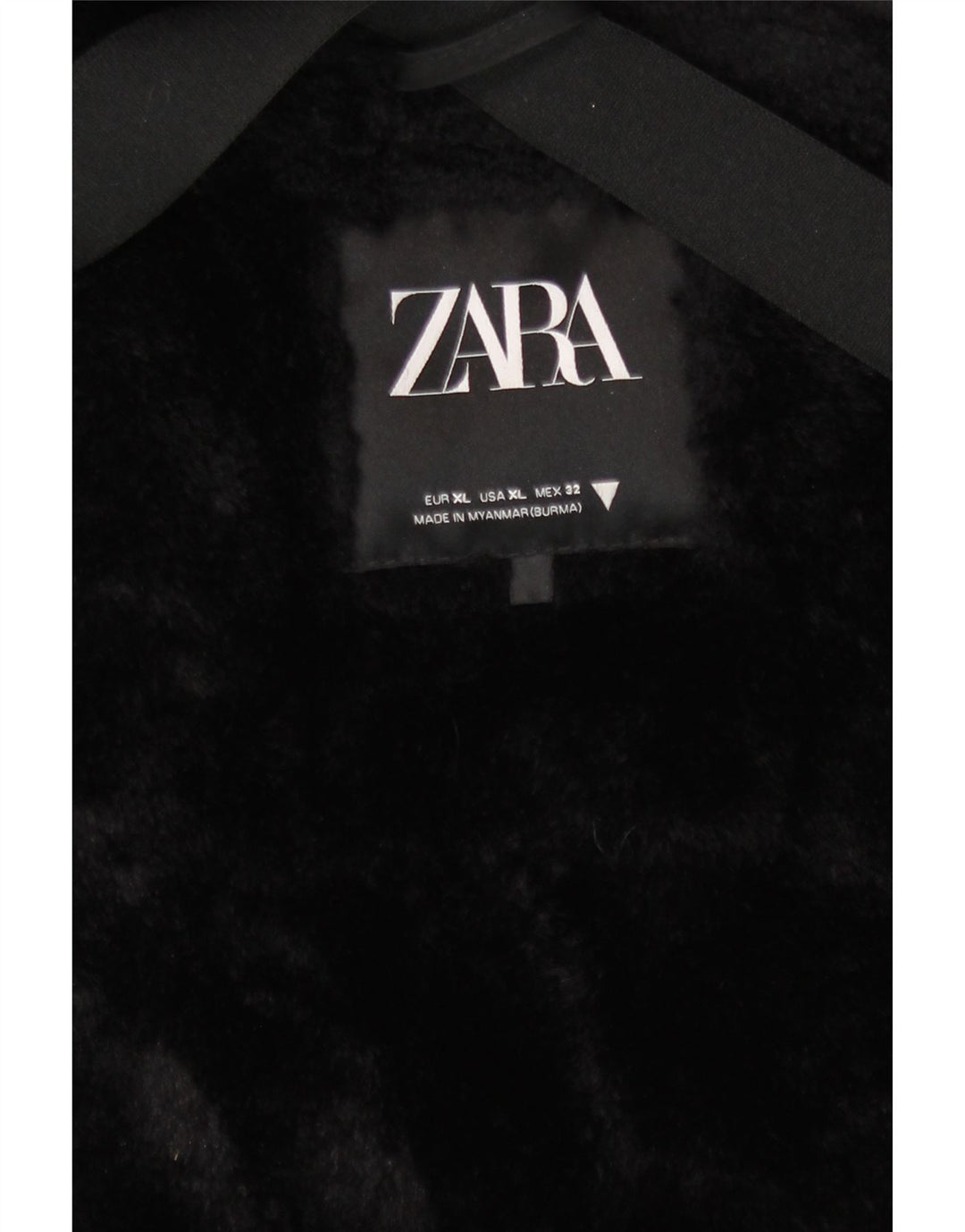 Zara Jaqueta Parka Feminina com Capuz Reino Unido 18 XL Poliéster Preto