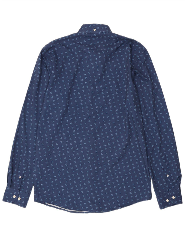 Camisa masculina Ben Sherman Slim Fit tamanho 15 1/2 poliéster floral azul médio