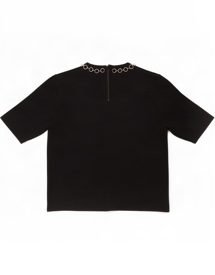 Blusa feminina Zara Top UK 10 pequena viscose preta