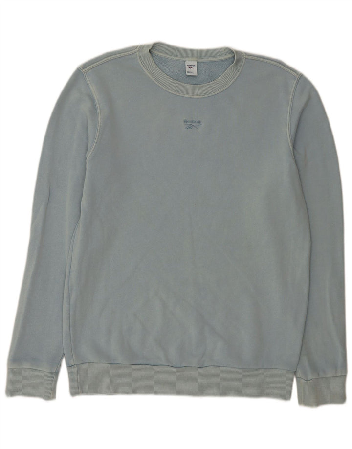 Reebok moletom feminino jumper UK 14 médio azul algodão
