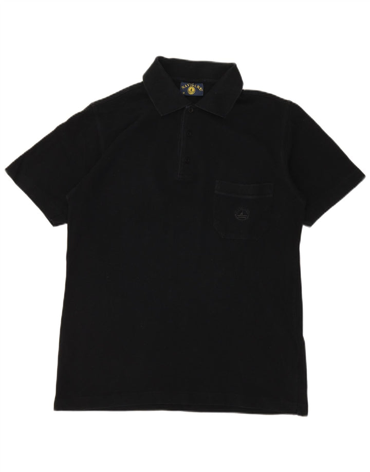 Camisa polo masculina NAVIGARE de algodão preto médio