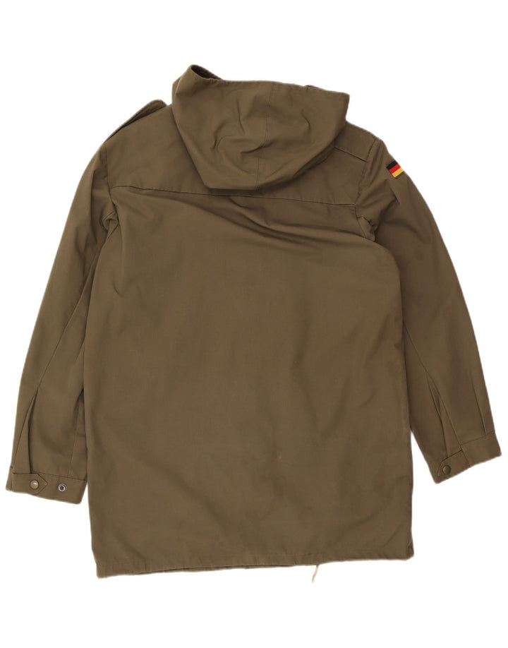 Jaqueta militar masculina vintage com capuz UK 38 médio cáqui